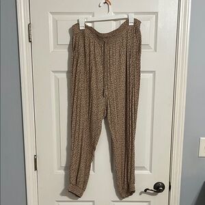 New Directions Tan Leopard Print Joggers